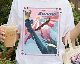 Retro Soarin’ Across America Disney Epcot Shirt, Memorial Day Happy 4th of July Shirt, Epcot World Tour, Epcot Center Family Vacation 2026