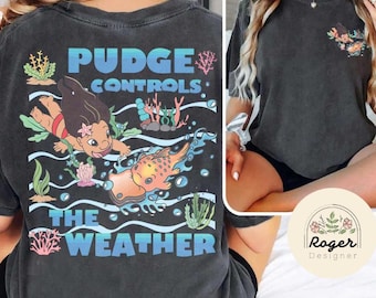 Two-sided Lilo & Stitch Disney Pudge Shirt, Pudge Controls The Weather, Pudge The Fish Disney Girl Trip Shirt, Stitch Family Vacation 2025