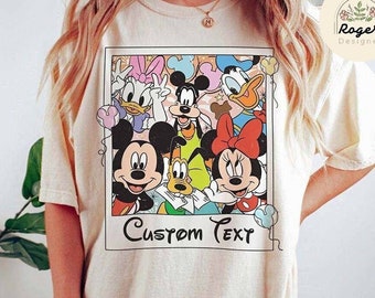 Personalized Mickey and Friends Polaroid Disney Trip Shirt, Retro WDW Disneyland Family Vacation 2024, Disney Group Shirt, Magic Kingdom Tee