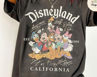 Retro Mickey and Friends Signature Disneyland Shirt, Disneyland California Est 1955, Disney Girl Trip Shirt, Disneyland Family Vacation 2026