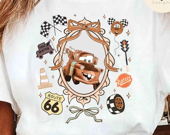 Coquette Bows Disney Cars Shirt, Lightning McQueen Tow Mater Doc Hudson Sally Cars Land Matching, Cars Land Family, Disney Girl Trip Shirt