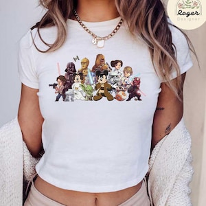 Mickey Minnie Disney Star Wars Baby Tee, Galaxy&#39;s Edge Star Wars Disney Girl Trip Crop Top, Happy Star Wars Day, May the Force be with You