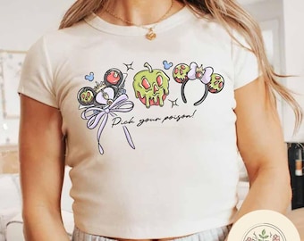 Coquette Bow Headband Disney Villains Baby Tee Crop Top Tank, Bad Witches Club Maleficent Evil Queen Ursula Cruella Disney Girl Trip Shirt