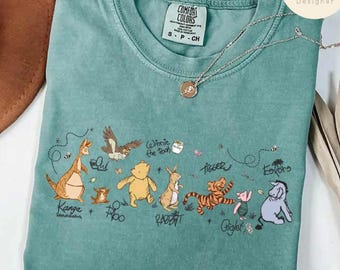 Retro Disney Winnie The Pooh Sketch Signature Shirt, Hundred Acre Wood Pooh Bear and Friends, Piglet Tigger Eeyore Disney Girl Trip Shirt