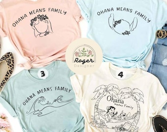 Ohana means family Disney Lilo & Stitch Shirt, Lilo and Stitch Hawaii Aloha Disney Girl Trip Shirt, WDW Disneyland Summer Family Vacation