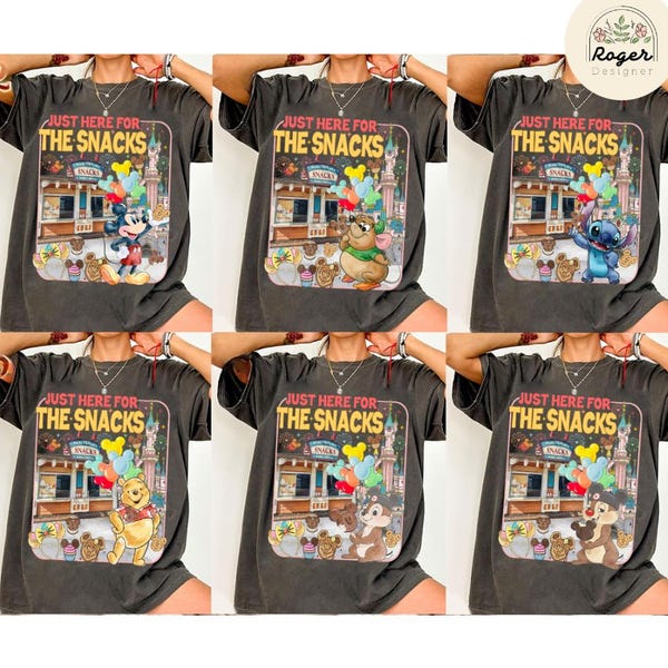 All Characters Disney Snack Shirt, Mickey Stitch Pooh Chip Dale I'm Here for the Snacks Disney Epcot Shirt, Gus Gus Lookin' Like A Snack Tee