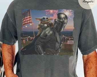 Retro The Mandalorian & Grogu 4th of July shirt, America 250th Anniversary Shirt, Star wars Patriotic American Flag USA Shirt