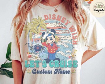 Personalized Mickey and Friends Disney Cruise Shirt, Vintage Disney Family Cruise Vacation 2024, Disney Wish Dream Magic Wonder Fantasy Trip