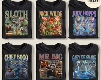 Disney Zootopia Shirt, All Characters Zootopia 2 Movie Judy Hopps Nick Wilde Gary De'Snake Animal Group Matching, Zootopia Family Birthday