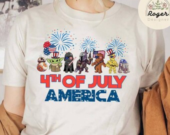 Star Wars Happy 4th of July 2025 Shirt, America Patriotic WDW Disneyland USA Happy Independence Day 1776, Disney Family Trip America US Flag