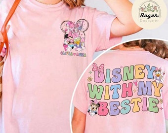 Two-sided Minnie Daisy Disney Besties Shirt, Personalized Disney with my Bestie, Disney Girl Trip Shirt, WDW Disneyland Castle Best Friends