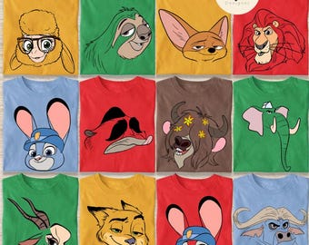 Disney Zootopia Shirt, Zootopia 2 Movie Judy Hopps Nick Wilde Gary De'Snake Animal Group Matching, All Characters Zootopia Family Birthday