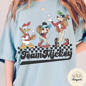 Mickey Donald Goofy Baseball Team Shirt, Disney Baseball Team Mickey Checkered Group Matching Tee, Disney Sport Shirt, Mickey Baseball Shirt