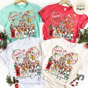 Personalized Mickey & Friends Santa Castle Disney Christmas Birthday Shirt, Mickey&#39;s Very Merry Christmas Party, Birthday Boy, Birthday Girl