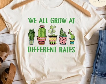 Flower We All Grow At Different Rates Teacher Shirt, Teacher Appreciation, Special Education In My Teacher Era, Back to School Teaching Tee