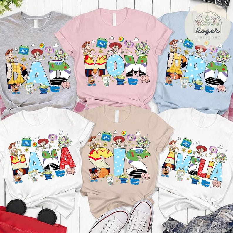 Personalized Toy Story 5 Shirt, Custom Mama Dada Family matching shirts, Lilypad Jessie Buzz Lightyear Woody Toy Story Land WDW Disneyland T bild 6