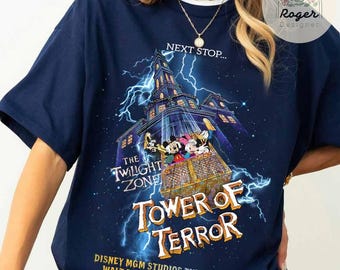 Vintage Retro Disney Tower Of Terror Shirt, Mickey & friends Twilight Zone Shirt, Disney Rides Shirt, Hollywood Studios Shirt, WDW trip tee