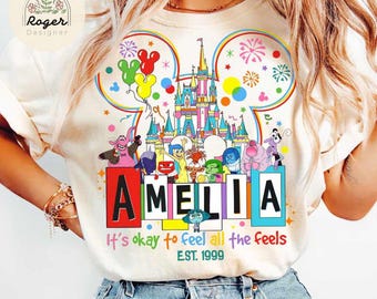 Personalized Inside Out shirt, It's okay to feel all the feels Mental health gift shirt, Disney Birthday gift, Birthday Girl shirt