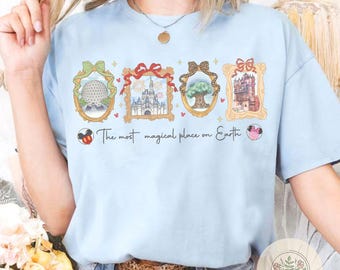 Coquette Bow Disney World The Most Magical Place on Earth shirt, Magic Kingdom Epcot Animal Kingdom Hollywood Studios Girls trip 2026 shirt