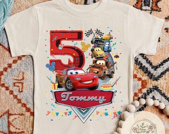 Personalized Disney Cars Birthday Shirt, Lightning McQueen Mater Hudson Sally Cars Birthday Boy, Birthday Girl Shirt,Cars Land Birthday Trip