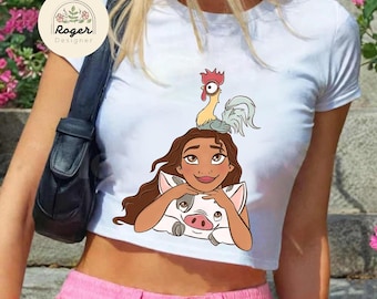 Disney Moana Hei Hei Pua Baby Tee Crop top, Disney Summer Cruise Tees, Disney Princess Moana Shirt, Disney Summer Trip Tee, Girly Cruise