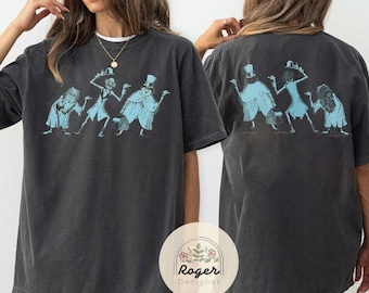 Two-sided Hitchhiking ghosts The Haunted Mansion Disney Halloween T-shirt, Retro Halloween Shirt, Welcome Foolish Mortals shirt costume