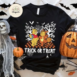 Retro Pooh and Tigger Halloween T-shirt, Disney Trick or Treat shirt, Winnie The Pooh Halloween Shirt, Pooh Bear Spooky Season Tee