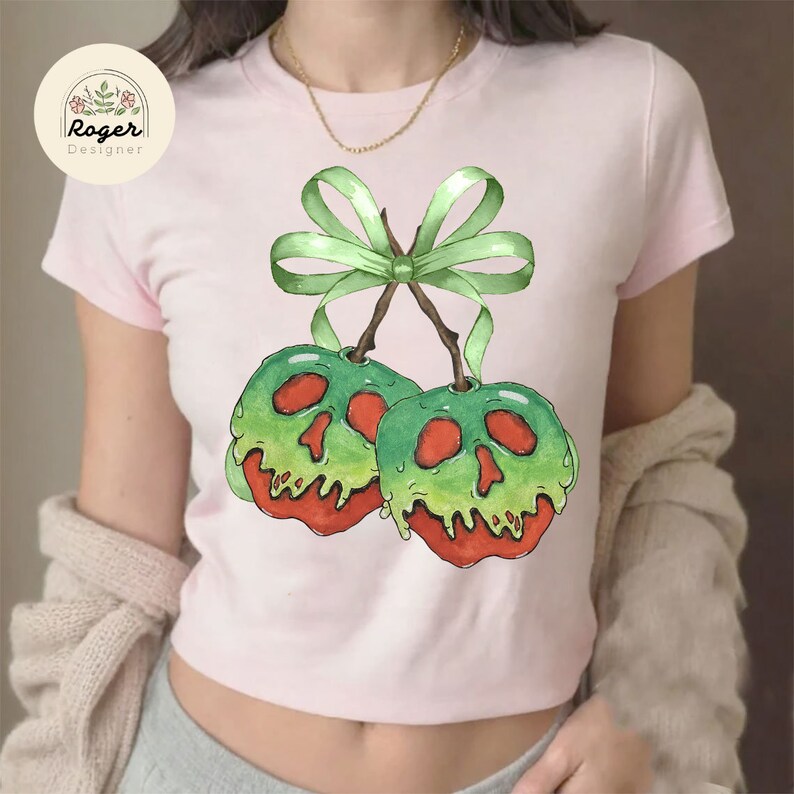 Poison Apple Coquette Bow Halloween Baby Tee, Pick Your Poison Baby Tee