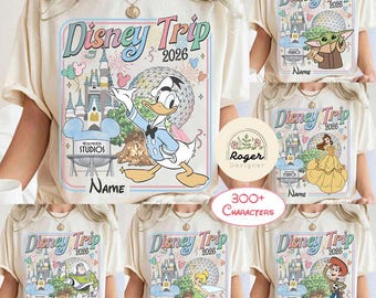 All characters Disney trip 2026 Family matching shirts, WDW Disney World magic Kingdom Family vacation group shirts, Mickey & friends Tee