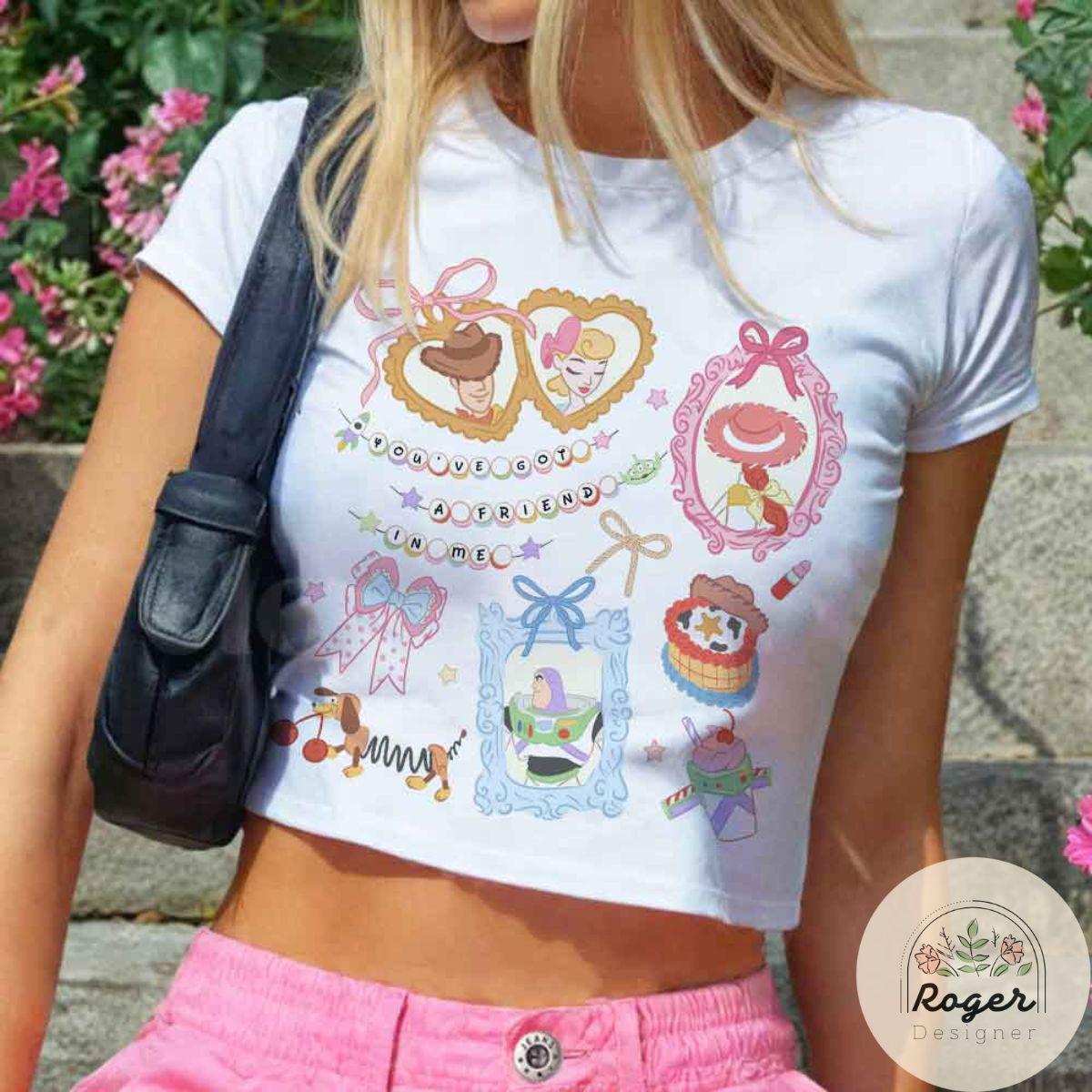 Coquette bow Toy Story Baby tee, You've got a friend in me Disney Croptop Baby Tee womens T-shirt, Girly aesthetics Disney trip shirt