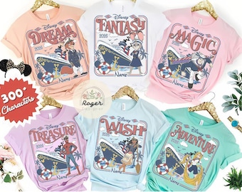 Personalized Mickey and Friends Disney Cruise Shirt, Vintage Disney Family Cruise Vacation 2026, Disney Wish Dream Magic Wonder Fantasy Trip
