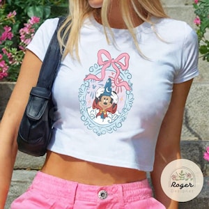 Mickey Sorcerer Disney Fantasia Baby Tee Croptop shirt, Mickey Sorcerer baby tee, Girly Baby tee, WDW Disneyland Girls trip womens T-shirt