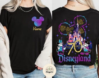 Personalized Mickey Minnie Disneyland 70th anniversary 1955-2025 shirt, 70 years of magic shirt, Disneyland Family Vacation 2025 shirt