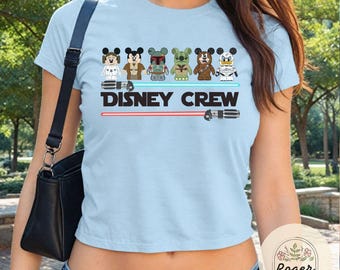 Star wars Disney Crew Baby Tee Croptop shirt, Mickey & friends Galaxy's Edge baby tee, Mickey Star Wars Group matching shirt,summer tank top