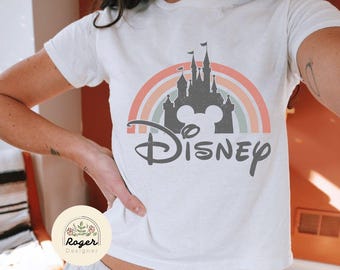 Disney Castle Rainbow Baby tee, WDW Disneyland Disney Croptop Baby Tee womens T-shirt, Girly aesthetics Disney trip shirt