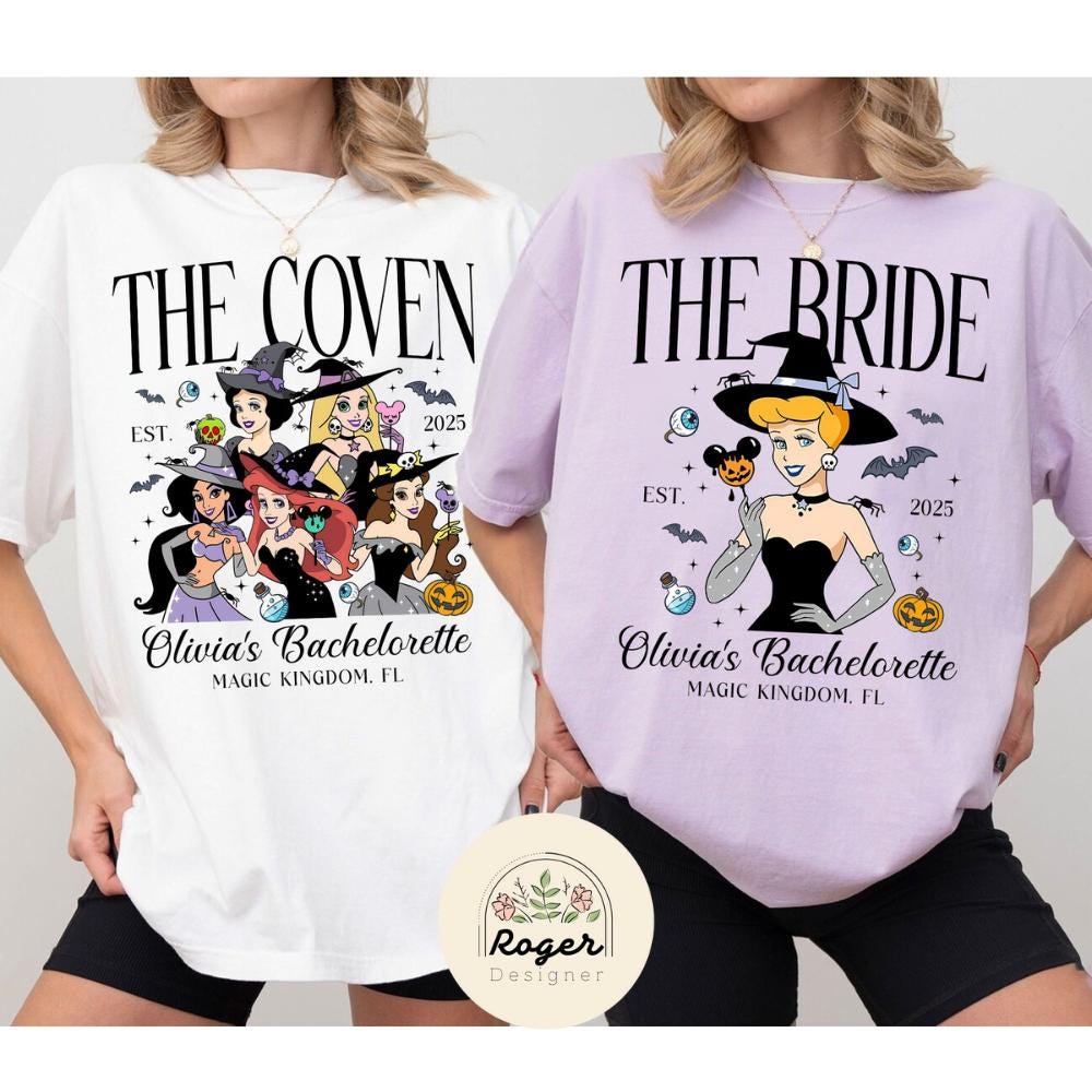 Personalized Disney Princess Halloween Bachelorette Party Shirt, Disney Bride Shirt, Bride To Be Tee, Team Bride Coven Witch Group Matching