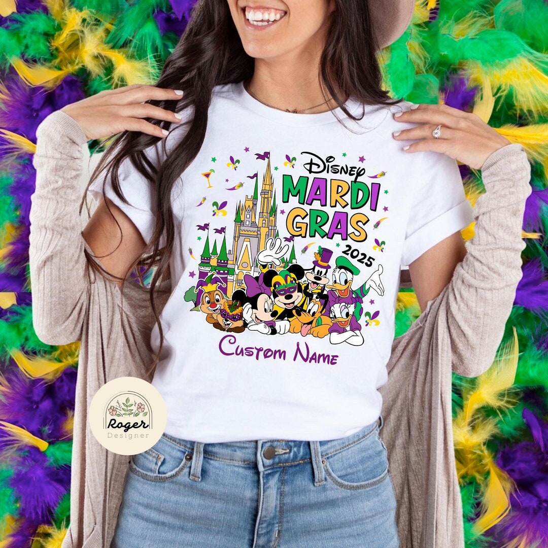 Mickey & Friends Disney Mardi Gras Shirt, WDW Disneyland Family Happy