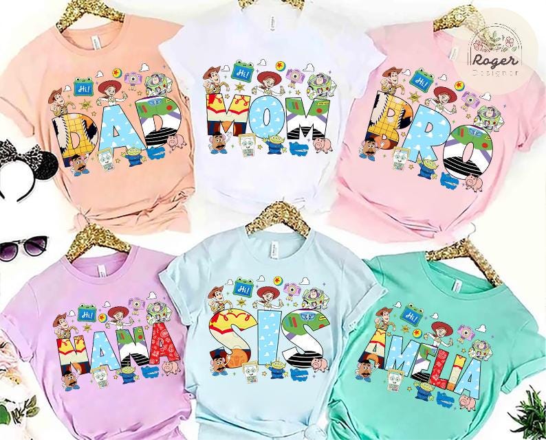 Personalized Toy Story 5 Shirt, Custom Mama Dada Family matching shirts, Lilypad Jessie Buzz Lightyear Woody Toy Story Land WDW Disneyland T bild 1
