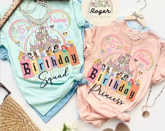 Personalized Disney Princess Birthday Shirt, WDW Disneyland Castle Family Birthday Trip, Birthday Girl Best Birthday Ever Shirt