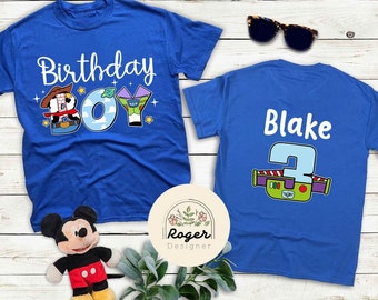Two-sided Disney Toy Story Birthday Shirt, Buzz Lightyear Woody Birthday Boy, Birthday Girl Shirt, Toy Story Land Family Birthday Trip 2024
