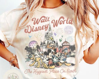 Vintage Retro Disney World Family matching shirts, WDW Mickey & friends magic Kingdom Family vacation group shirts