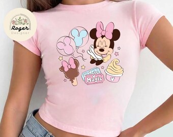 Mickey Minnie Snacks Baby Tee Crop top, Magical shirt, Disney Bestie Baby Tee, WDW Disneyland Magic Kingdom Baby Tee, Disney Trip shirts
