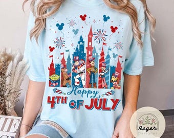 Toy Story Happy 4th of July shirt, Buzz Lightyear Woody Jessie WDW Disneyland castle Happy Independence Day, Kids Adults Patriotic Tee