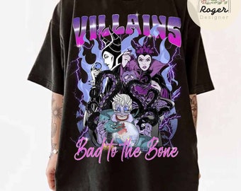 Vintage Disney Villains Bad Witches Club Bad to the bone Shirt, WDW Disneyland trip Maleficent Evil Queen Ursula Cruella Halloween shirt