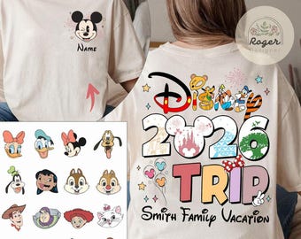All characters Disney trip 2026 Family matching shirts, WDW Disney World magic Kingdom Family vacation group shirts, Mickey & friends Tee