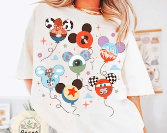 Disney Mickey Pixar characters balloon shirt, Disneyland Pixar Fest 2024 Shirt, Disney Balloon Shirt, WDW Disneyland Family Trip