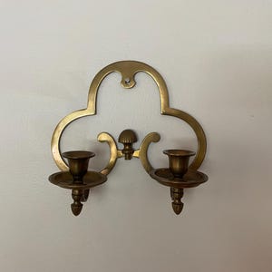 Vintage Solid Brass Double Candlestick Holder Wall Sconce