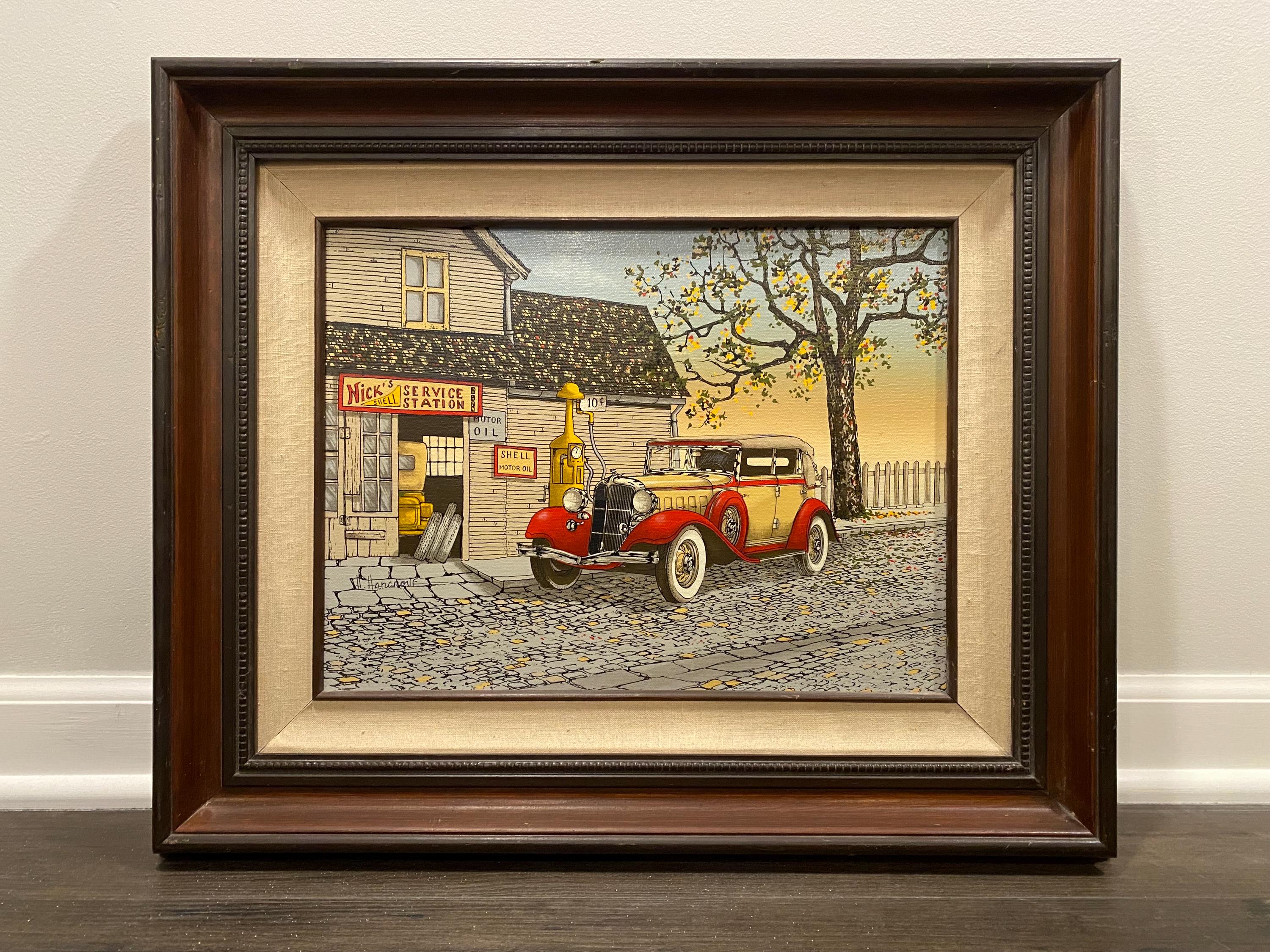 Vintage H Hargrove Framed Signed Serigraph Automobile Service