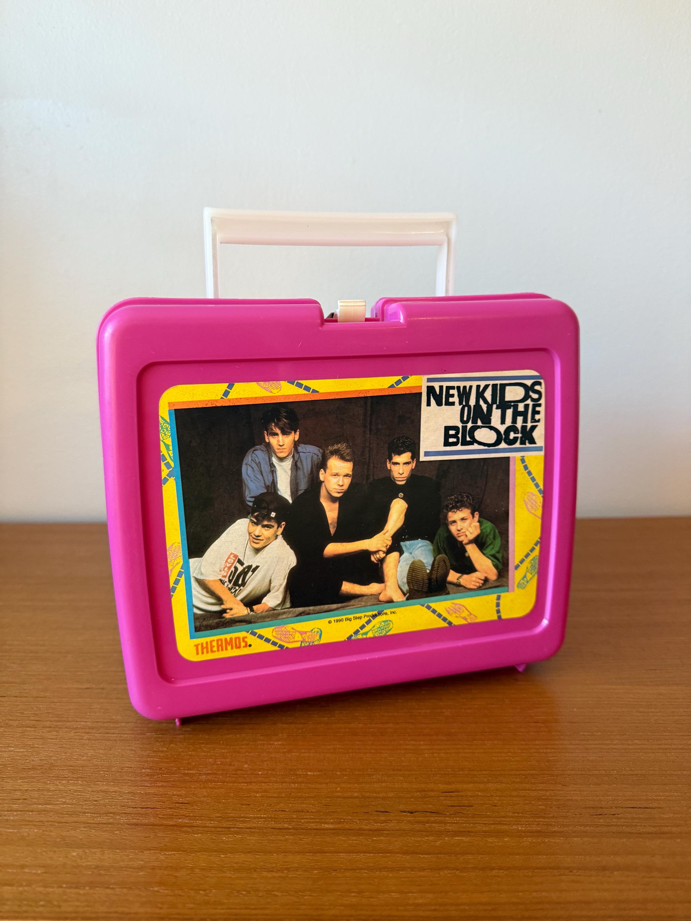 【ほぼ完品】　90s NATO international Vintage 1990 New Kids on the Block NKOTB THERMOS Hot Pink Plastic