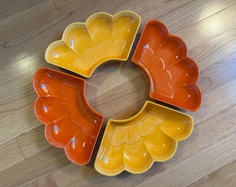 Vintage EKCO Eterna Canoe Stoneware Plates Set of 4 Made in Japan